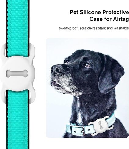 for Airtag Dog Collar Holder (1st & 2nd Generation) Air Tag Protective Cat Airtag Dog Collar, Silicone AirTags GPS Tracking Accessories, Air Tags with Bone Pattern (1 Pack(Black)) in Kuwait