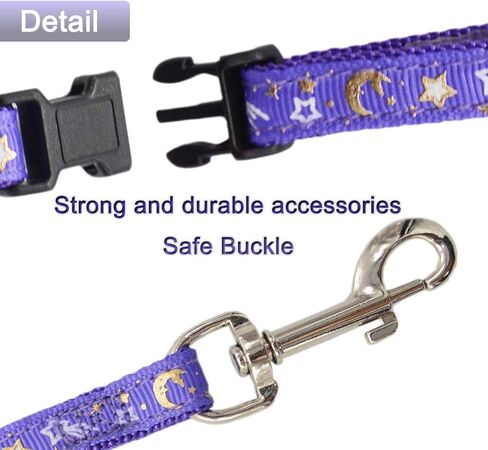 Cat Harness and Leash Set for Outdoor Walking Escape Proof Adjustable Soft Safety Strap with Golden Star and Moon Design Glow in The Dark Black in Kuwait