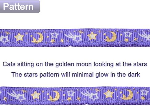 Cat Harness and Leash Set for Outdoor Walking Escape Proof Adjustable Soft Safety Strap with Golden Star and Moon Design Glow in The Dark Black in Kuwait