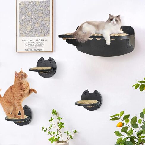 Cat Wall Shelves Cat Hammock with 3 Steps, Cat Furniture Cat Shelf for Wall, Natural Sisal Cat Shelves and Perches, Cat Climbing Shelf Cat Scratching Post,Modern Cat Bed & Furniture, Gift for Cat in Kuwait