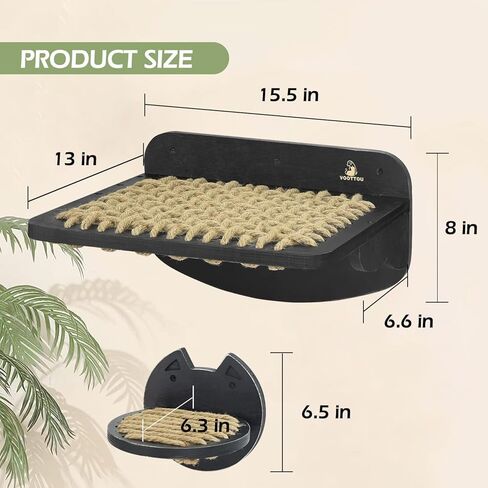 Cat Wall Shelves Cat Hammock with 3 Steps, Cat Furniture Cat Shelf for Wall, Natural Sisal Cat Shelves and Perches, Cat Climbing Shelf Cat Scratching Post,Modern Cat Bed & Furniture, Gift for Cat in Kuwait