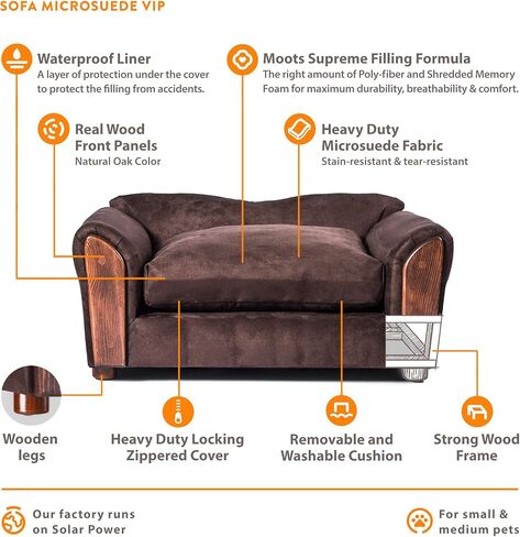VIP Microsuede Oak Pet Couch, Brown, Small in Kuwait