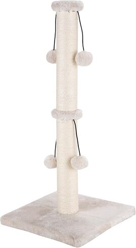 Dimaka Cat Scratching Post, Natural Sisal Rope Claw Scratcher Post with 4 Hanging Toy Balls for Indoor Cats and Kittens (25 inches for Kittens, Beige) in Saudi Arabia