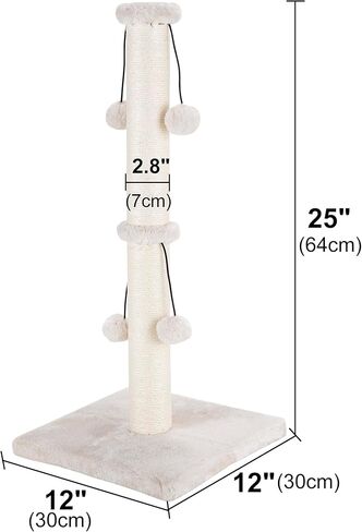 Dimaka Cat Scratching Post, Natural Sisal Rope Claw Scratcher Post with 4 Hanging Toy Balls for Indoor Cats and Kittens (25 inches for Kittens, Beige) in Saudi Arabia