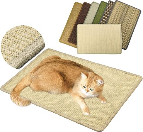Cat Scratcher Mat, 23.6 x 15.7inch,Natural Sisal Cat Scratchers for Indoor Cats with Velcro Tapes,Cat Scratching Pad Rug,Horizontal Cat Scratching Mat Protect Furniture and Sofas (Brown) in Kuwait