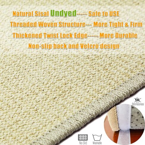 Cat Scratcher Mat, 23.6 x 15.7inch,Natural Sisal Cat Scratchers for Indoor Cats with Velcro Tapes,Cat Scratching Pad Rug,Horizontal Cat Scratching Mat Protect Furniture and Sofas (Brown) in Kuwait