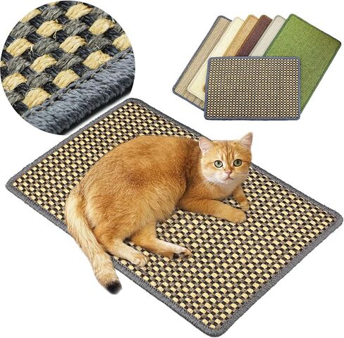 Cat Scratcher Mat, 23.6 x 15.7inch,Natural Sisal Cat Scratchers for Indoor Cats with Velcro Tapes,Cat Scratching Pad Rug,Horizontal Cat Scratching Mat Protect Furniture and Sofas (Brown) in Saudi Arabia