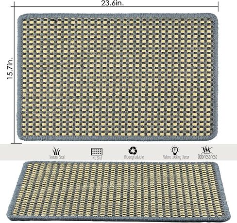 Cat Scratcher Mat, 23.6 x 15.7inch,Natural Sisal Cat Scratchers for Indoor Cats with Velcro Tapes,Cat Scratching Pad Rug,Horizontal Cat Scratching Mat Protect Furniture and Sofas (Brown) in Saudi Arabia