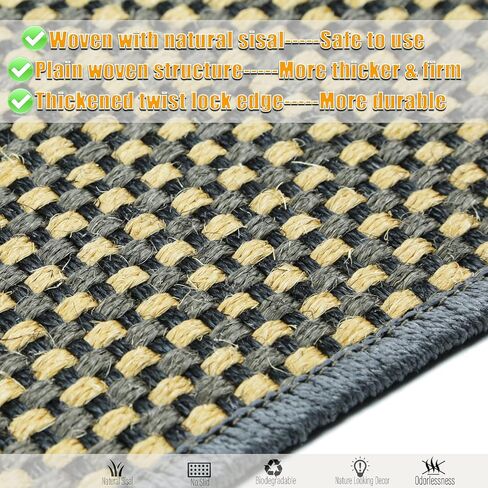 Cat Scratcher Mat, 23.6 x 15.7inch,Natural Sisal Cat Scratchers for Indoor Cats with Velcro Tapes,Cat Scratching Pad Rug,Horizontal Cat Scratching Mat Protect Furniture and Sofas (Brown) in Saudi Arabia