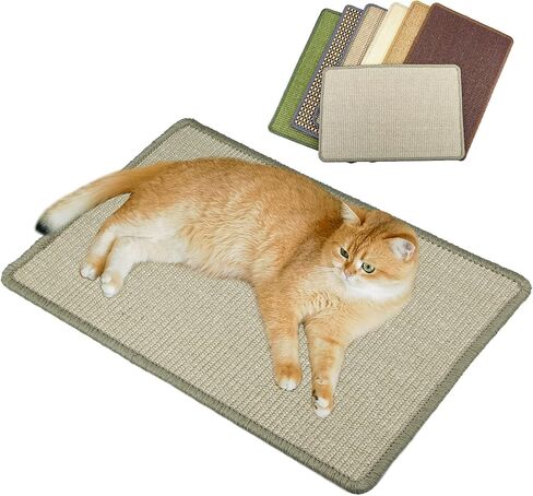 Cat Scratcher Mat, 23.6 x 15.7inch,Natural Sisal Cat Scratchers for Indoor Cats with Velcro Tapes,Cat Scratching Pad Rug,Horizontal Cat Scratching Mat Protect Furniture and Sofas (Brown) in Saudi Arabia