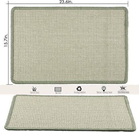 Cat Scratcher Mat, 23.6 x 15.7inch,Natural Sisal Cat Scratchers for Indoor Cats with Velcro Tapes,Cat Scratching Pad Rug,Horizontal Cat Scratching Mat Protect Furniture and Sofas (Brown) in Saudi Arabia