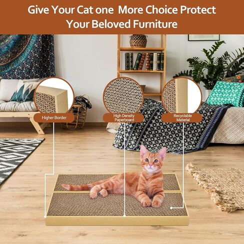 HappyFreeSX Splicing Cat Scratch Pad: Cat Scratchers for Indoor Cats and Kitten, 2 Pack Cat Scratching Pad, Cat Scratcher Cardboard, Scratching Pad, Premium Scratch from Cats, Double-Sided Design in Kuwait