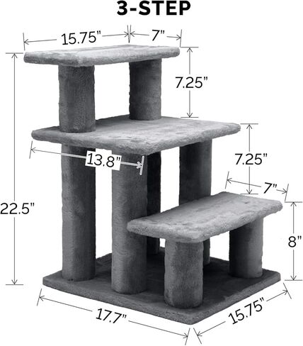 Furhaven Steady Paws Multi-Step Pet Stairs for High Beds & Sofas - Brown, 3-Step in Saudi Arabia