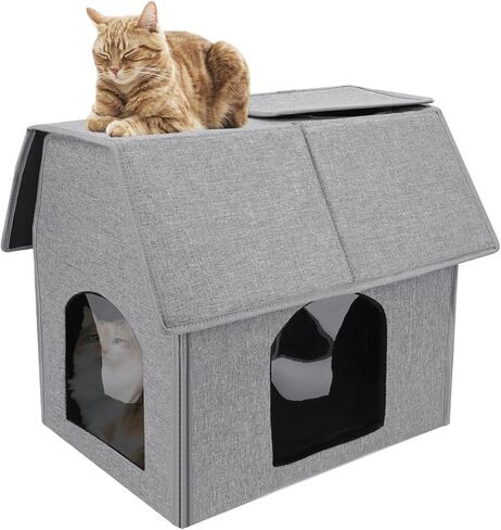 fophop Outdoor Indoor Cat House with Removable Soft Mat, Weatherproof Feral Small Animals Shelter for Cats, Puppies, Rabbits,Easy to Assemble in Kuwait