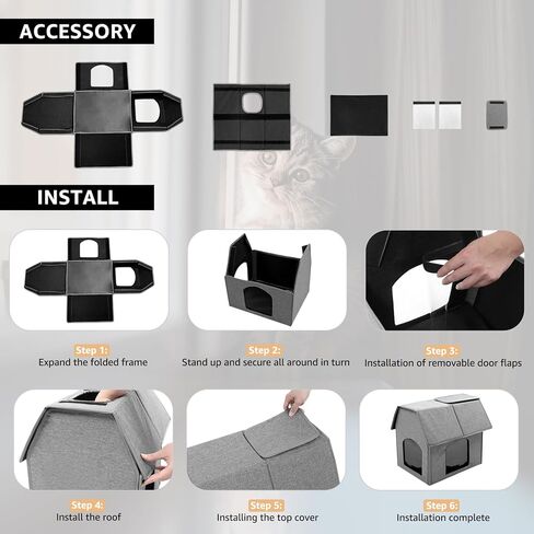 fophop Outdoor Indoor Cat House with Removable Soft Mat, Weatherproof Feral Small Animals Shelter for Cats, Puppies, Rabbits,Easy to Assemble in Kuwait