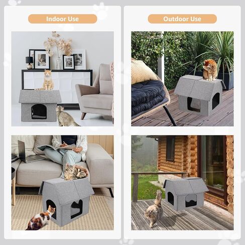fophop Outdoor Indoor Cat House with Removable Soft Mat, Weatherproof Feral Small Animals Shelter for Cats, Puppies, Rabbits,Easy to Assemble in Kuwait
