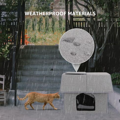 fophop Outdoor Indoor Cat House with Removable Soft Mat, Weatherproof Feral Small Animals Shelter for Cats, Puppies, Rabbits,Easy to Assemble in Kuwait