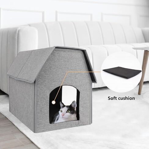 fophop Outdoor Indoor Cat House with Removable Soft Mat, Weatherproof Feral Small Animals Shelter for Cats, Puppies, Rabbits,Easy to Assemble in Kuwait