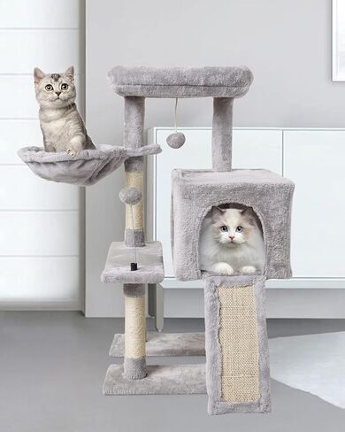 MIAO PAW 10Beige Cute Cat Tree Tower for Indoor Cats - Condo with Sisal Scratching Posts，Jump Platform Cat Furniture Activity Center Play House Bed Beige in Kuwait