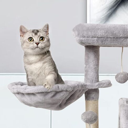 MIAO PAW 10Beige Cute Cat Tree Tower for Indoor Cats - Condo with Sisal Scratching Posts，Jump Platform Cat Furniture Activity Center Play House Bed Beige in Kuwait