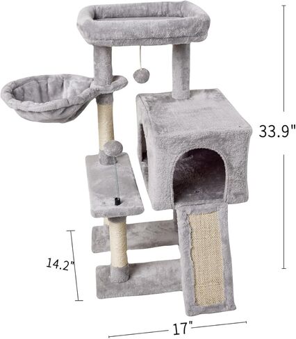 MIAO PAW 10Beige Cute Cat Tree Tower for Indoor Cats - Condo with Sisal Scratching Posts，Jump Platform Cat Furniture Activity Center Play House Bed Beige in Kuwait