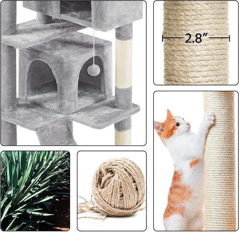Yaheetech 54in Cat Tree Tower, 2 Caves, Kitten-Ear Perch & Scratching Posts in Saudi Arabia