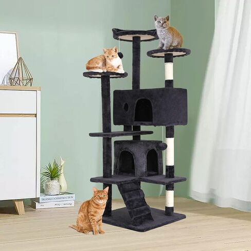 BestPet 54in Cat Tree Tower for Indoor Cats,Multi-Level Cat Furniture Activity Center with Cat Scratching Posts Stand House Cat Condo with Funny Toys for Kittens Pet Play House,Dark Gray in Saudi Arabia