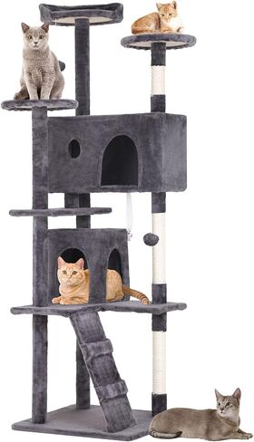 BestPet 54in Cat Tree Tower for Indoor Cats,Multi-Level Cat Furniture Activity Center with Cat Scratching Posts Stand House Cat Condo with Funny Toys for Kittens Pet Play House,Dark Gray in Saudi Arabia