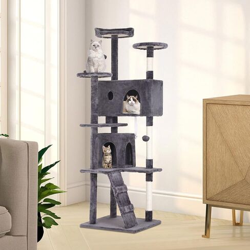 BestPet 54in Cat Tree Tower for Indoor Cats,Multi-Level Cat Furniture Activity Center with Cat Scratching Posts Stand House Cat Condo with Funny Toys for Kittens Pet Play House,Dark Gray in Saudi Arabia