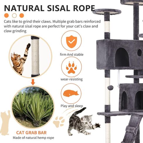BestPet 54in Cat Tree Tower for Indoor Cats,Multi-Level Cat Furniture Activity Center with Cat Scratching Posts Stand House Cat Condo with Funny Toys for Kittens Pet Play House,Dark Gray in Saudi Arabia