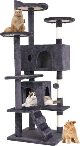 BestPet 54in Cat Tree Tower for Indoor Cats,Multi-Level Cat Furniture Activity Center with Cat Scratching Posts Stand House Cat Condo with Funny Toys for Kittens Pet Play House,Dark Gray in Saudi Arabia