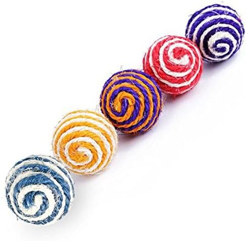 Setyuty Color Random delivery Pet Dog Cat Kitten Teaser Playing Chew Rattling Scratch Toy Sisal Rope Ball New in Saudi Arabia