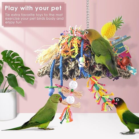 KATUMO Bird Toys, Bird Grass Basket with Array of Chewable Toys Bird Foraging Toys for Parakeet Conure Lovebird Cockatiel Canary Small Medium Birds in Saudi Arabia