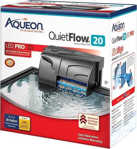 Aqueon QuietFlow 20 LED PRO Aquarium Fish Tank Power Filter لما يصل إلى 30 جالونًا من أحواض السمك in Kuwait