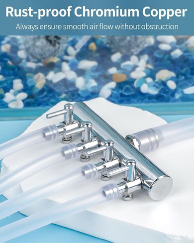 Pawfly Aquarium Air Flow Control Lever Valve 2-Way Fish Tank Air Valve for Air Pump Chromium Copper Manifold Multi-port Air Flow Splitter for 3/16" ID & 3/8" OD Airline Tubing in Saudi Arabia
