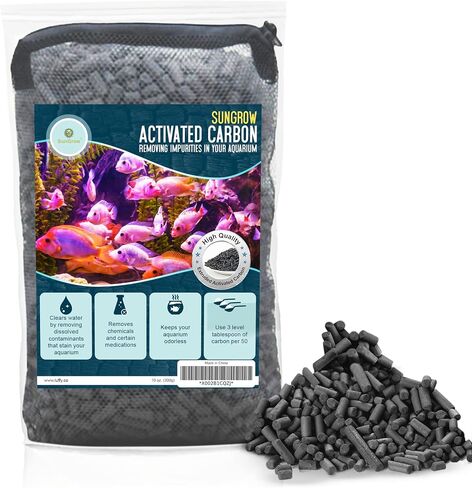 SunGrow Supreme Activated Carbon, Large Pellets for Best Filtration, Benefits Saltwater and Freshwater Aquariums, No More Smelly or Yellow Water, 10 Oz Pack in Saudi Arabia
