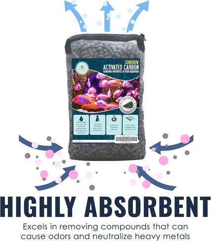 SunGrow Supreme Activated Carbon, Large Pellets for Best Filtration, Benefits Saltwater and Freshwater Aquariums, No More Smelly or Yellow Water, 10 Oz Pack in Saudi Arabia