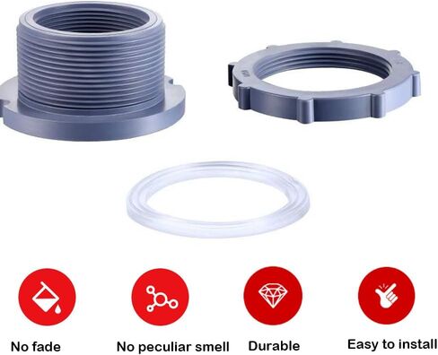 قطعتان من تركيبات الحاجز PVC 1 بوصة / 1.5 بوصة موصل الأنابيب البلاستيكية لبرميل المطر حوض السمك حاجز خزان الحاجز حوض السمك (1 بوصة) in Kuwait