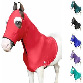 Majestic Ally Stretch Lycra Horse Hood with Zipper (Small, Black)
