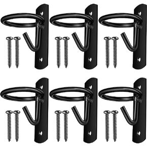Dunzy 6 Pcs Bucket Hooks for Horses Equestrian Bucket Hook Metal Water Bucket Hangers Horse Stalls Feed Bucket Barn Farmhouse Supplies (Black)