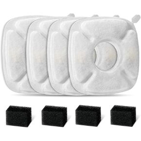 8 Pack Replacement Filters & 8 Pack Replacement Pre-Filter Sponges for Veken 95oz/2.8L Bellflower Pet Fountain Cat Water Fountain Dog Water Dispenser