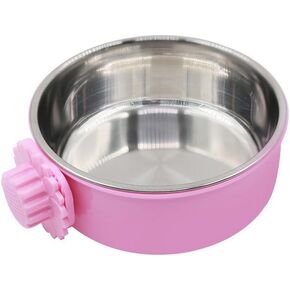 Pet Feeder Dog Bowl Stainless Steel Food Hanging Bowl Crates Cages Dog Parrot Bird Pet Drink Water Bowl Dish Accessory (S: 4.5''x2'', Blue) in Saudi Arabia