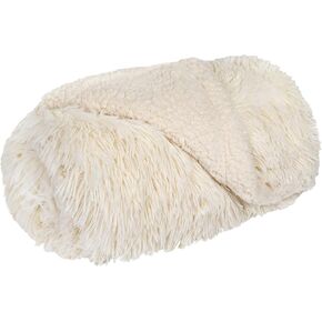 PetAmi Waterproof Dog Blanket for Large Dog, Queen Size Calming Pet Blanket Couch Cover Protector, Sherpa Faux Fur Cat Throw for Sofa Furniture Bed, Soft Fluffy XL, 90x90 Cream Beige