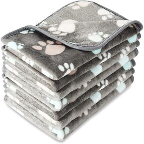 Tatuo 4 Pcs Dog Blanket for Pet Puppy Teething Toys Paw Print Fleece Blanket for Pet Cat Soft Warm Sleep Mat Guinea Pig Cage Mat(Small(24 x 16 Inch),Milky White)