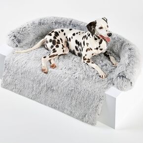 Codi Dog Bed for Couch - Calming Dogs Beds for X-Large Pets, Fluffy Plush Cats Mat, Anti Anxiety Pet Mats with Removable Washable Cover Protector for Sofa, Ash Brown, 45x37x6 inches in Saudi Arabia