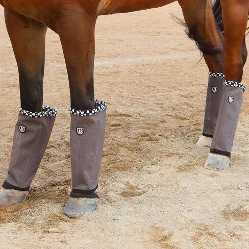 Fine Mesh Fly Boots Loose Fitting & Non-Slip Horse Fly Leggings Fleece Air Flow (Set of 4) Soft Orange Medium in Kuwait