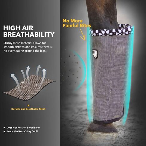 Fine Mesh Fly Boots Loose Fitting & Non-Slip Horse Fly Leggings Fleece Air Flow (Set of 4) Soft Orange Medium in Kuwait