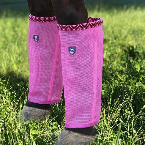 Fine Mesh Fly Boots Loose Fitting & Non-Slip Horse Fly Leggings Fleece Air Flow (Set of 4) Soft Orange Medium in Kuwait
