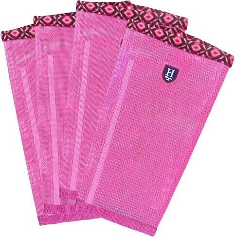 Fine Mesh Fly Boots Loose Fitting & Non-Slip Horse Fly Leggings Fleece Air Flow (Set of 4) Soft Orange Medium in Kuwait