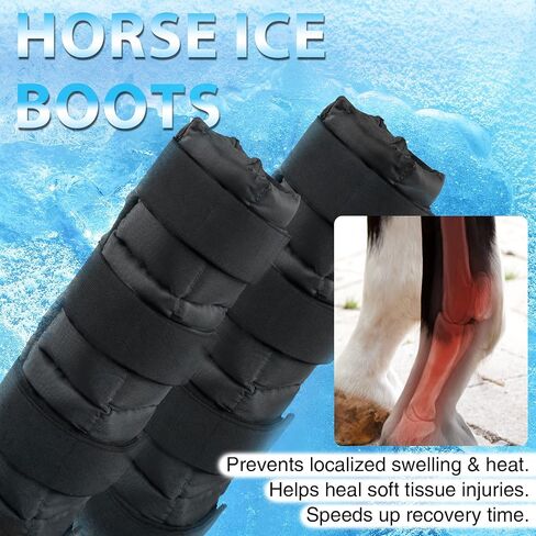 Harrison Howard 2 Packs Ice Boots for Horse Cool Gel Pack Leg Wrap for Treating Full Leg, Knee, Hock Injuries Reusable Ice Cooling Therapy, Universal Size in Saudi Arabia